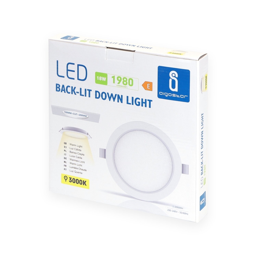 Aigostar - LED infälld belysning LED/18W/230V 3000K diameter 27,5 cm vit