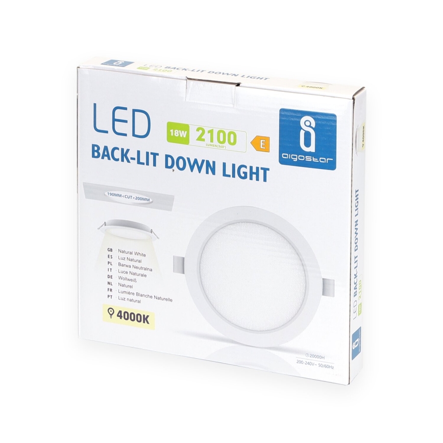Aigostar - LED infälld belysning LED/18W/230V 4000K diameter 22 cm vit