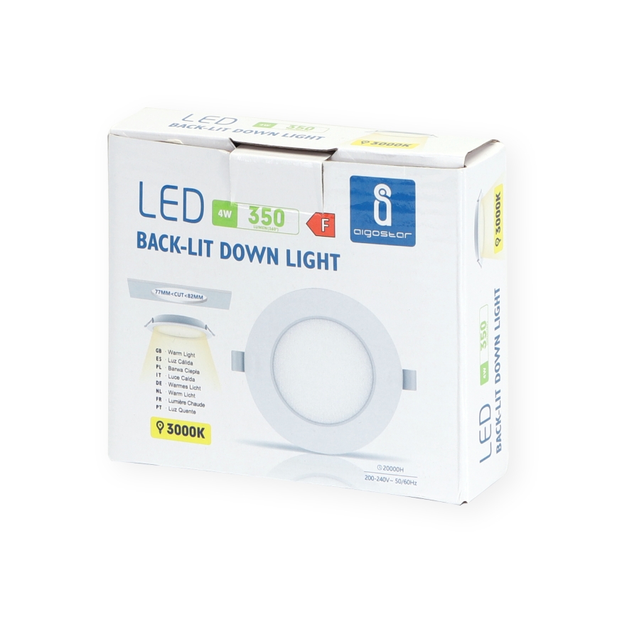 Aigostar - LED infälld belysning LED/4W/230V 3000K diameter 9,8 cm vit