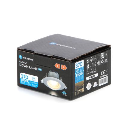 Aigostar - LED Infälld belysning LED/5W/230V 3000K Ø 8,5 cm vit