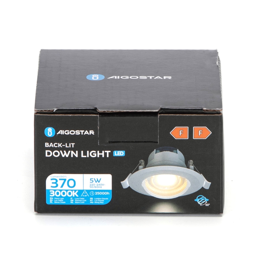 Aigostar - LED Infälld belysning LED/5W/230V 3000K Ø 8,5 cm vit