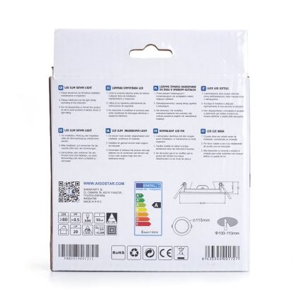 Aigostar - LED infälld belysning ULTRATHIN LED/6W/230V 3000K vit