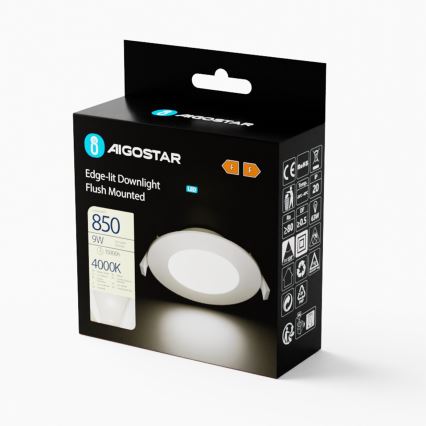 Aigostar - LED infälld belysning ULTRATHIN LED/9W/230V 4000K vit