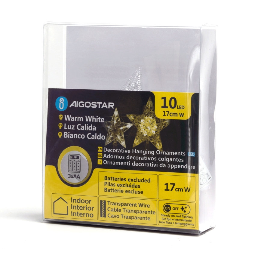 Aigostar - LED juldekoration 10xLED/3xAA varmvit stjärna