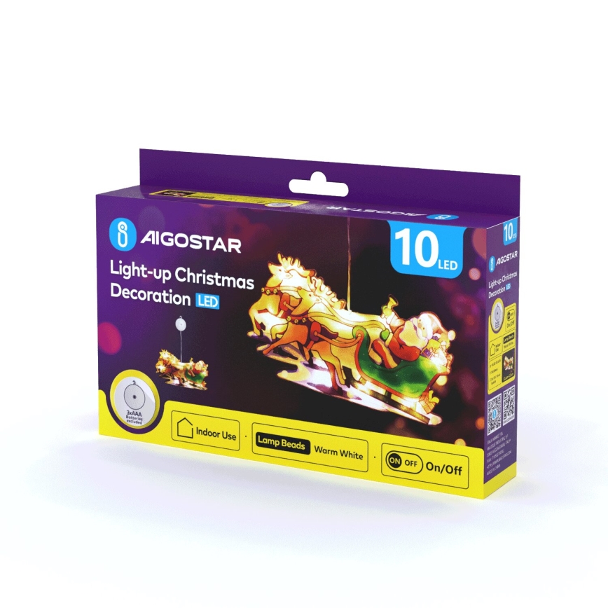 Aigostar - LED juldekoration LED/3xAAA Jultomte med renar 13,4cm