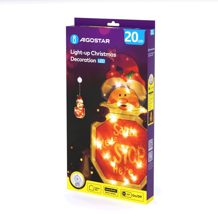 Aigostar - LED juldekoration LED/3xAAA Jultomte med skylt 45cm