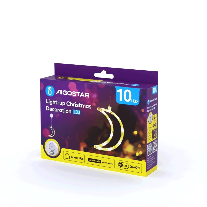Aigostar - LED juldekoration LED/3xAAA måne 18,5cm