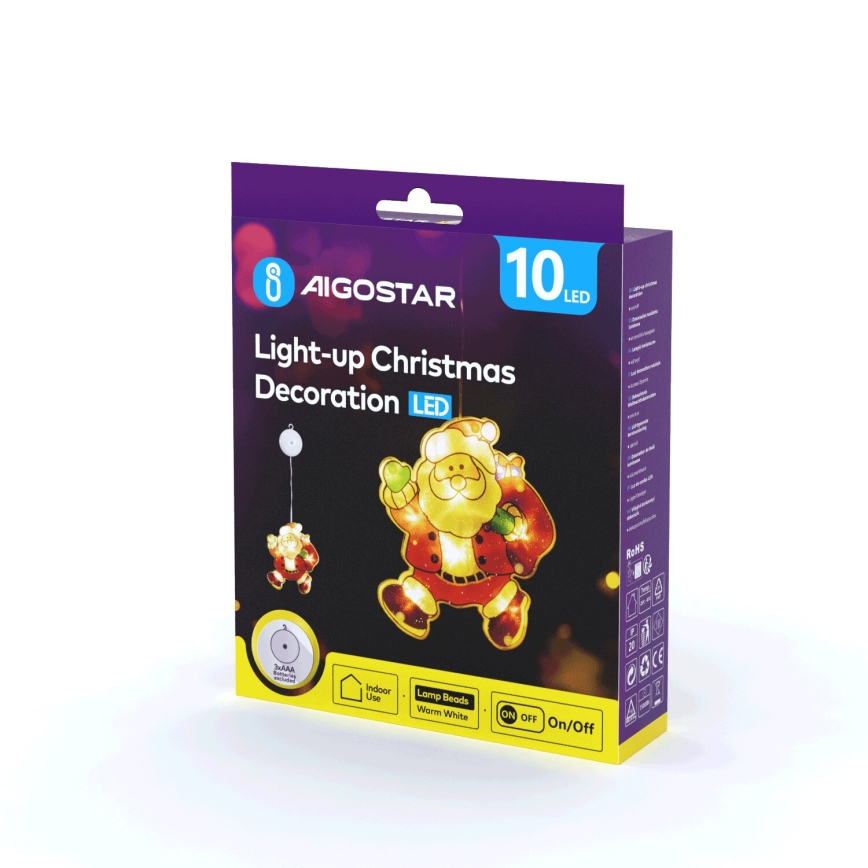 Aigostar - LED juldekoration LED/3xAAA Santa 20cm