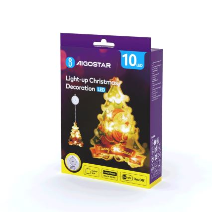 Aigostar - LED juldekoration LED/3xAAA trä 15cm