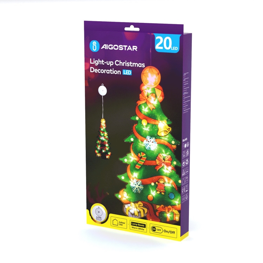 Aigostar - LED juldekoration LED/3xAAA trä 45cm