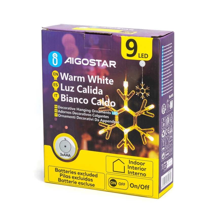 Aigostar - LED juldekoration LED/3xAAA varm vit snöflinga 19cm
