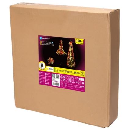 Aigostar - LED utomhusjulgran, 150 LED, 1,8 m, IP44, röd/guld, varmvit
