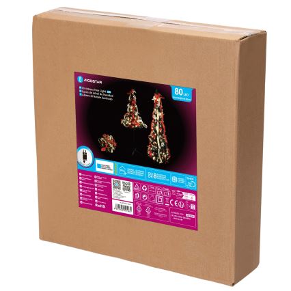 Aigostar - LED utomhus julgran 80xLED 1,2m IP44 röd kallvit