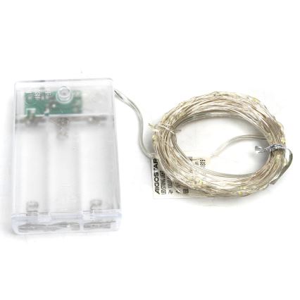 Aigostar - LED julkedja 100xLED/3xAA 10,3m kall vit
