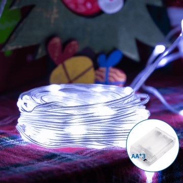 Aigostar - LED julkedja 100xLED/3xAA 10,3m kall vit