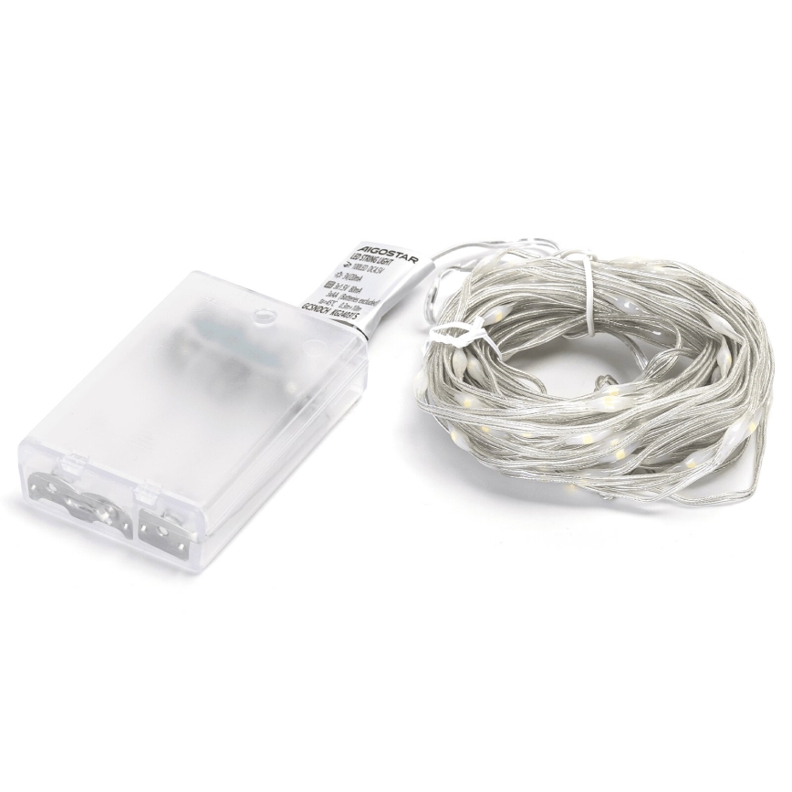 Aigostar - LED julkedja 100xLED/3xAA 10,3m kall vit