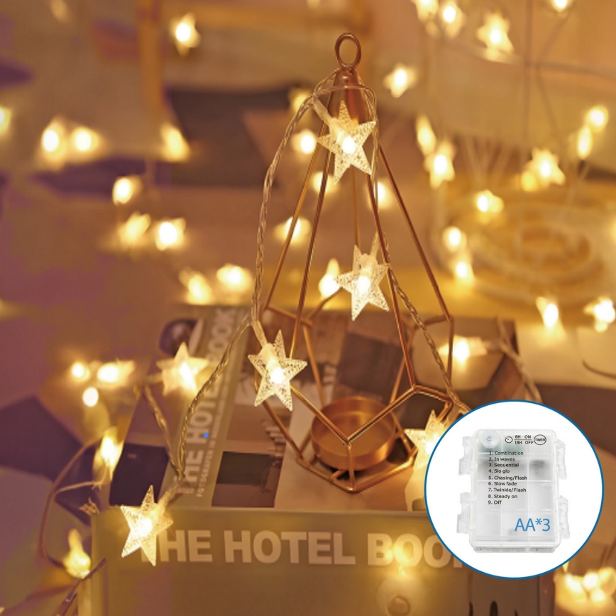 Aigostar - LED julkedja 20xLED/3xAA 3,3m stjärnor