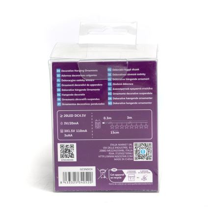 Aigostar - LED julkedja 20xLED/3xAA 3,3m stjärnor