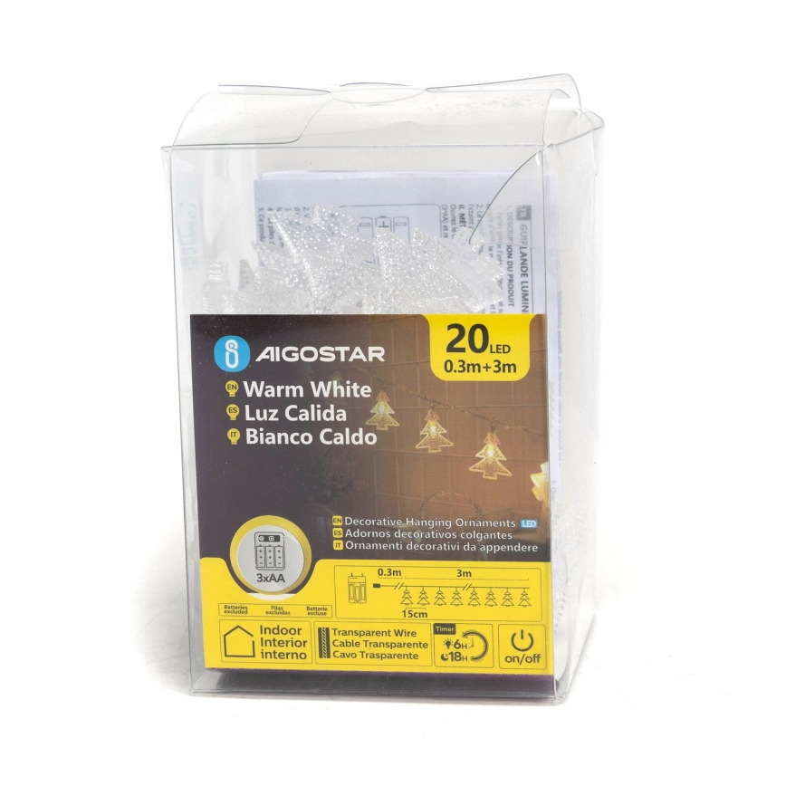 Aigostar - LED julkedja 20xLED/3xAA 3,3m träd