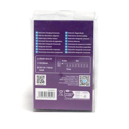 Aigostar - LED julkedja 20xLED/3xAA 3,3m träd