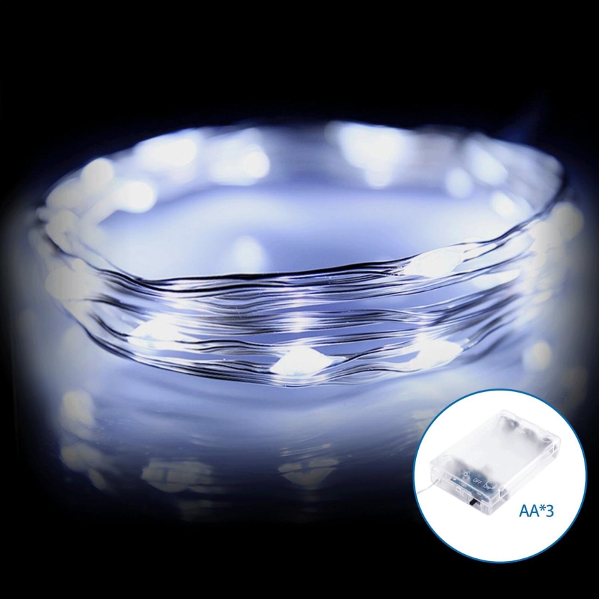 Aigostar - LED julkedja 50xLED/3xAA 5,3m kall vit