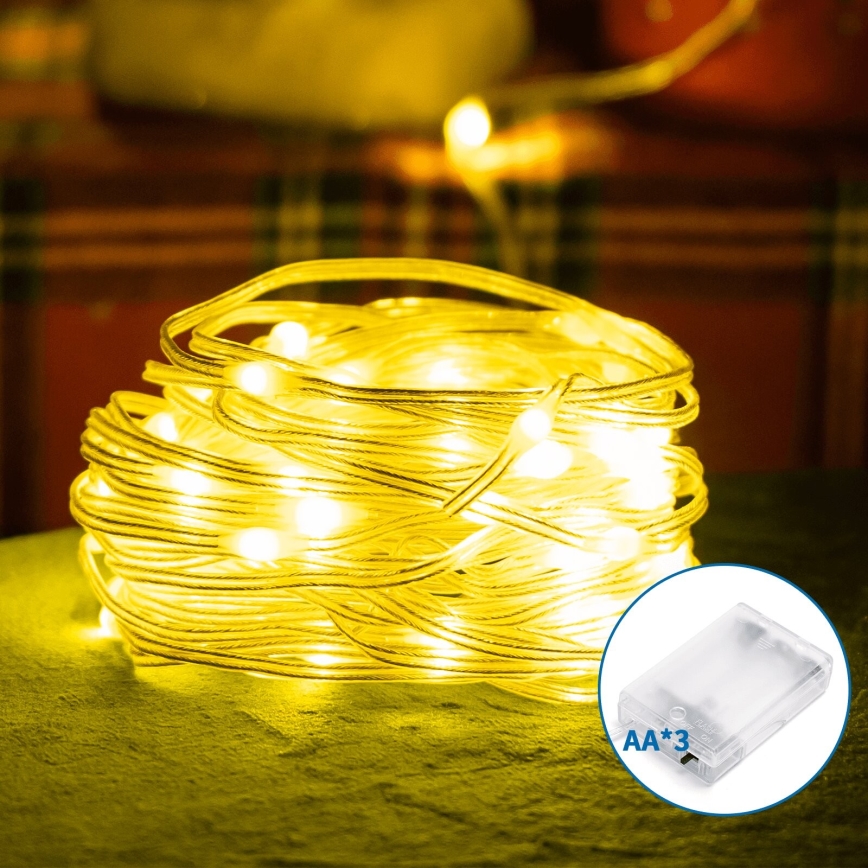Aigostar - LED julkedja 50xLED/3xAA 5,3m varm vit