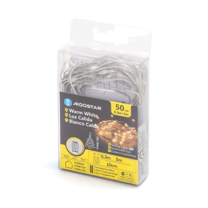 Aigostar - LED julkedja 50xLED/3xAA 5,3m varm vit