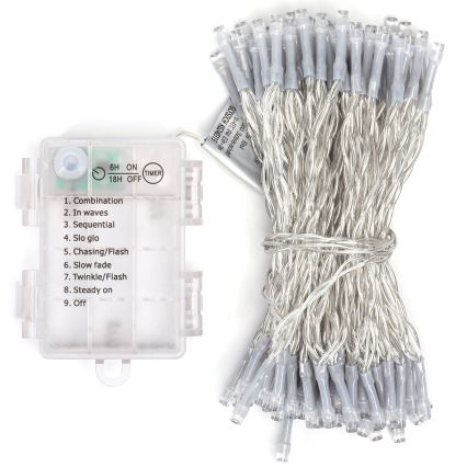 Aigostar - LED julkedja för utomhusbruk 100xLED/8 funktioner 10,3m IP44 kall vit