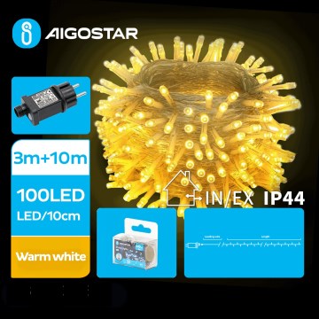 Aigostar - LED julkedja för utomhusbruk 100xLED/8 funktioner 13m IP44 varm vit