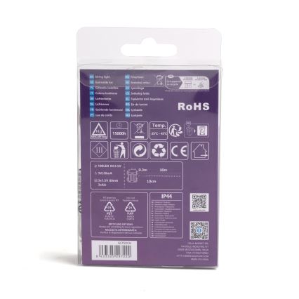Aigostar -LED julkedja för utomhusbruk 100xLED/8 funktioner 3xAA 10,3m IP44 varm vit