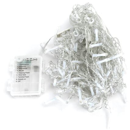 Aigostar-LED julkedja för utomhusbruk 100xLED/8 funktioner 3xAA 8x0,6m IP44 varm vit