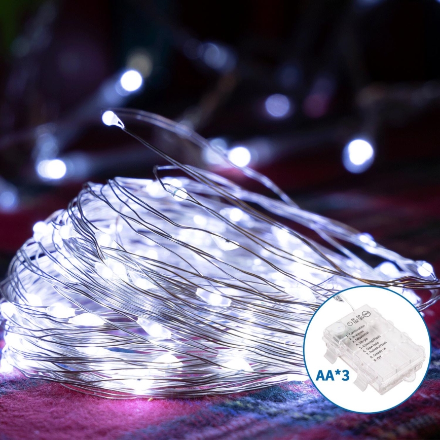 Aigostar - LED julkedja för utomhusbruk 150xLED/8 funktioner 15,3m IP44 kall vit