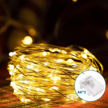 Aigostar -LED julkedja för utomhusbruk 150xLED/8 funktioner 3xAA 15,3m IP44 varm vit