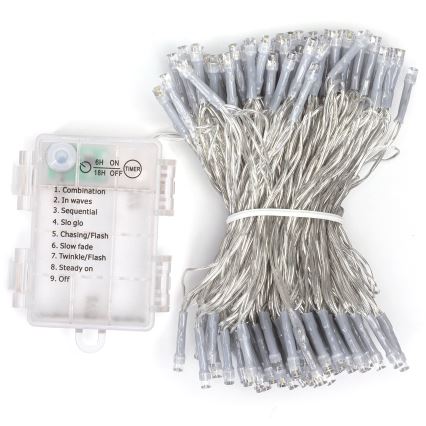 Aigostar -LED julkedja för utomhusbruk 150xLED/8 funktioner 3xAA 15,3m IP44 varm vit