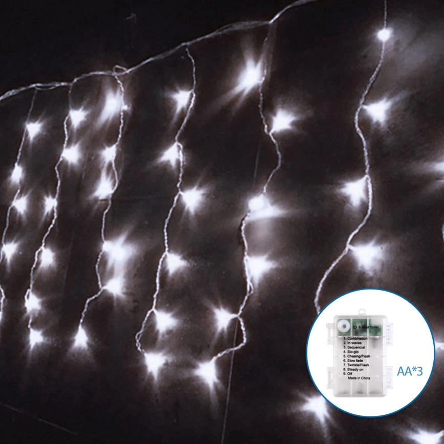 Aigostar - LED julkedja för utomhusbruk 200xLED/8 funktioner 13x0,4m IP44 kall vit
