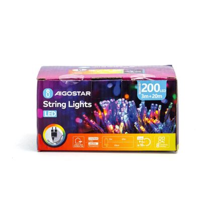 Aigostar - LED julkedja för utomhusbruk 200xLED/8 funktioner 23m IP44 Flerfärgad