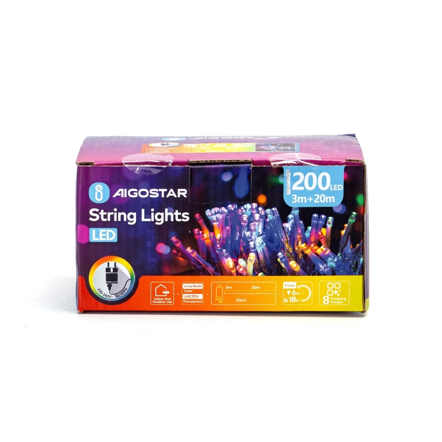 Aigostar - LED julkedja för utomhusbruk 200xLED/8 funktioner 23m IP44 Flerfärgad