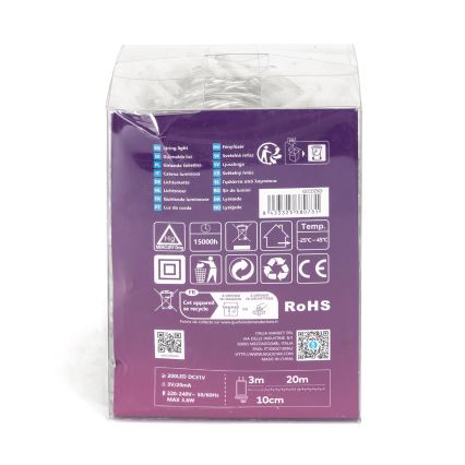 Aigostar - LED julkedja för utomhusbruk 200xLED/8 funktioner 23m IP44 varm vit