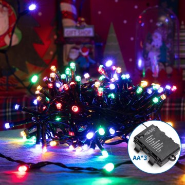 Aigostar -LED julkedja för utomhusbruk 200xLED/8 funktioner 3xAA 10,3m IP44 Flerfärgad