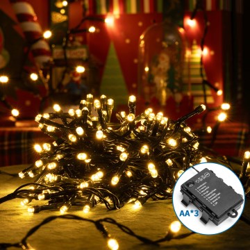 Aigostar - LED julkedja för utomhusbruk 200xLED/8 funktioner 3xAA 10,3m IP44 varm vit