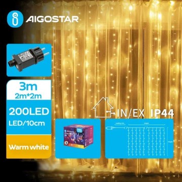 Aigostar - LED julkedja för utomhusbruk 200xLED/8 funktioner 5x2m IP44 varm vit