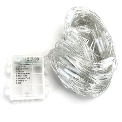 Aigostar - LED julkedja för utomhusbruk 200xLED/8 funktioner 6x1,5m IP44 kall vit