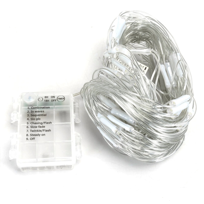 Aigostar - LED julkedja för utomhusbruk 200xLED/8 funktioner 6x1,5m IP44 kall vit