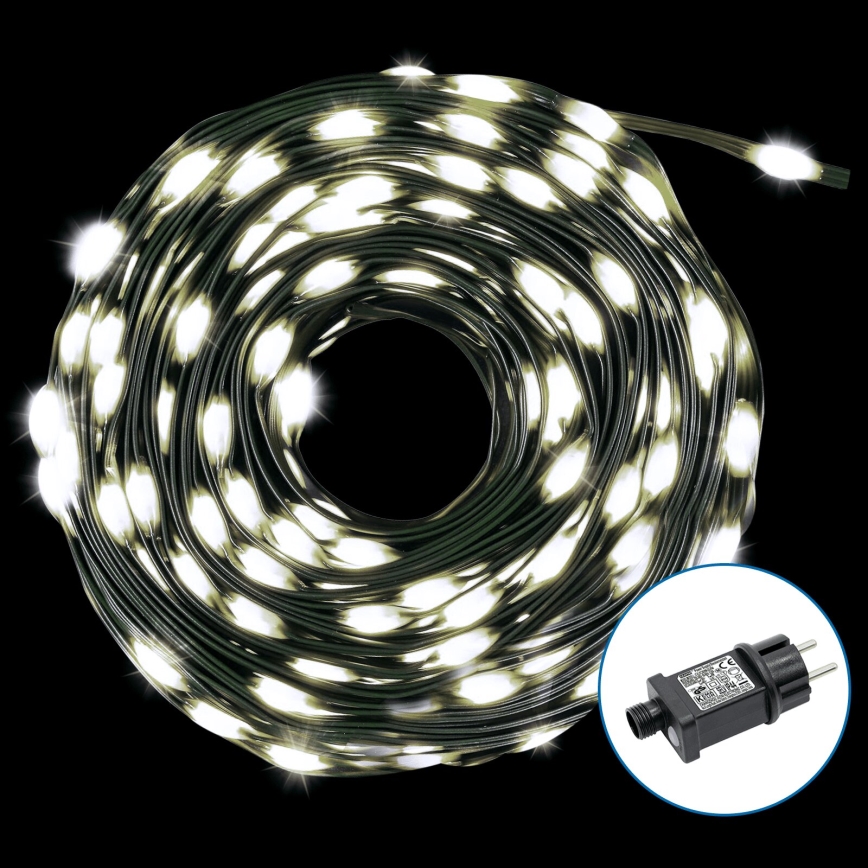 Aigostar - LED julkedja för utomhusbruk 300xLED/8 funktioner 33m IP44 kall vit