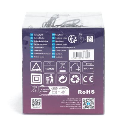 Aigostar - LED julkedja för utomhusbruk 400xLED/8 funktioner 23m IP44 varm vit