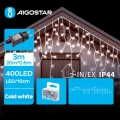 Aigostar - LED julkedja för utomhusbruk 400xLED/8 funktioner 23x0,6m IP44 kall vit