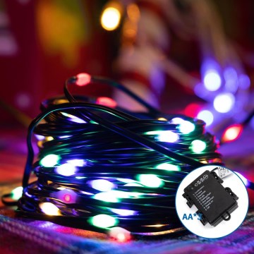Aigostar - LED julkedja för utomhusbruk 50xLED/8 funktioner 3xAA 5,3m IP44 Flerfärgad