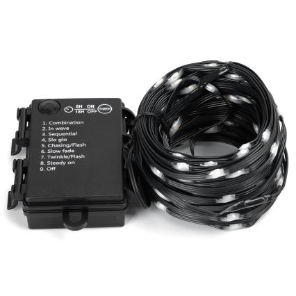 Aigostar -LED julkedja för utomhusbruk 50xLED/8 funktioner 3xAA 5,3m IP44 kall vit
