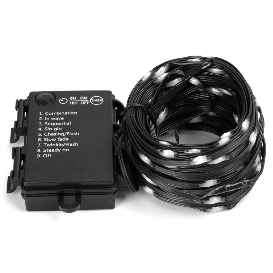 Aigostar -LED julkedja för utomhusbruk 50xLED/8 funktioner 3xAA 5,3m IP44 kall vit