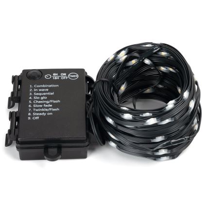 Aigostar - LED julkedja för utomhusbruk 50xLED/8 funktioner 3xAA 5,3m IP44 varm vit